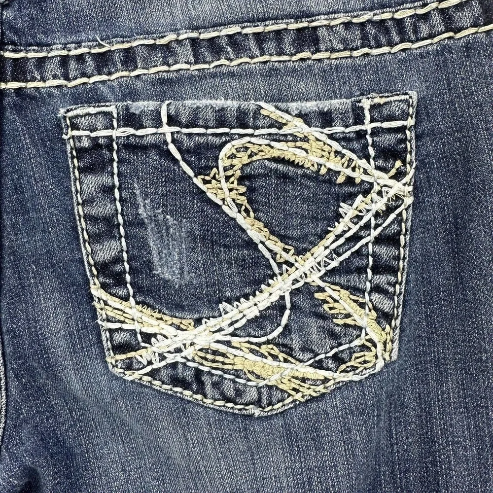 Silver Jeans Aiko Bootcut Sz 29x31 Medium Wash Low Rise Zip Fly Stretch Contrast